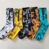 Męskie Skarpety Moda Tie-Dye Calabasas Osobowość Kolorowa Dopasowanie Tidal Youth Hip Hop 3 Pair / Box Pack Pack