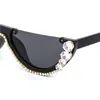 Sunglasses Diamond Cat Eye Women Semi-Rimless Sun Glasses Designer Crystal Sexy Frame Rhinestone Elegant Eyewear