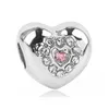 Nytt mode 925 Sterling Silver Loose Pärlor Charms För Kvinna DIY Love Heart Fit Pandora Armband Ladies Present med Box Lyxig design Smycken