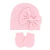 Caps & Hats 97BE Born Beanie Hat Gloves Set Baby Bow Mittens Kit Infants Autumn Winter Warm Cotton Head Wrap Glove Shower Gifts