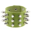 Punk non mainstream exaggerated tapered rivet three row leather Bracelet ring8326315