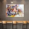 Abstrakt Lion Oljemålning Akvarell Lions Tiger Posters och utskrifter Animal Wall Art Pictures for Living Room Decor Cuadros