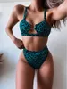 Frauen Leopard Sling Bikini Badeanzug Mode Trend Sammeln Bhs Slips Split Bademode Sommer Weibliche Sexy Zurück Einfarbig Strand Bikini