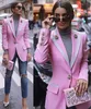 Kvinnors Jackor Passar Designer Långärmad Floral Foder Rose Knappar Rosa Blazers Outer Jacka Kvinna