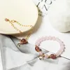 Luxury Pink Natural Strawberry Crystal Stone Pärled Chain Star Moon Pendant Armband For Woman Lucky Anniversary Gift Jewelry1259808