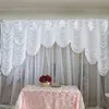 2021High Quality 1.5mX3m Ice Silk Backdrop with Sheer Voile Wave Valance Swag Wedding Decoration White Drapes Curtain Swag Stage Backgroud