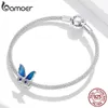 Bamoer 925 Sterling Silver Kolorowe Motyl Metal Charm Fit Oryginalny Srebrny Bransoletka Kobiety DIY Biżuteria Koraliki BSC405 Q0531