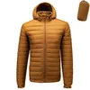 秋冬ウルトラライト90％ホワイトアヒルダウン削除フード付きマンコートJaqueta Masculino Chaqueta Hombre Puffer Thin Men Down Jacket 211015