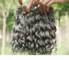 Silver Grey Human Hair Extensions 3Pcs Lot Pure Color Gray Deep Curly Peruvian Hair Wefts Brazilian 8A Grey Curly Hair W8282775