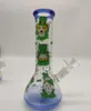 20 cm 8 inç Premium Mavi Ucu ve Alt Anime Tema Köpek Kedi Kitty Nargile Su Boru Bong Cam Bongs 14mm Downstem ve Kase 2 Içinde Kullanıma hazır