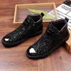 Mens Gold Casual Punk Leather Boots Shoes Hip Hop Male High Tops Zip Ankle Zapatillas Hombre A10 252