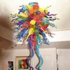 Lampen Kerstverlichting Led Art Kroonluchter 32x40 Inch Multicolor Blow Glass Hanglamp voor Hoog Plafond Bruiloft Feest Kantoor Decoratie- L