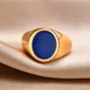 Anneau ovale en caoutchouc bleu goutte à goutte en acier inoxydable pour hommes femmes cadeaux de mode Bling bijoux nous 6-9 #
