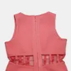 Summer ladies sexy bandage dress round neck sleeveless stitching mesh mini dress pink party nightclub Bodycon Vestido 210625