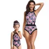 Vintage mamma e baby swimwear abitanti per bambini fiorisce fermi fermi bikini madre figlia abbigliamento abbigliamento costume da bagno 210529