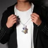 Hommes Hop Hip Ice Out Anime Tortue Pendentif avec chaîne de tennis Bling Collier à la mode Hiphop Street Bijoux Dropshipping H0918