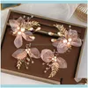 Jewelry Jewelrypcs Big Pearl Hairgrips Pink Ribbon Hair Clips Pins Earrings Set Tiaras Vines Wedding Aessories Bridal Headbands & Barrettes