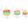 3pcs Wood Flip Over Top Tippie Top Spinning Top Magic Toy Kids Toys Boys Favor Gift Q0528