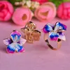 Boucles d'oreilles collier Blucome ensemble de bagues réglables Joias Ouro ensembles de bijoux émail Bijuterias fleurs roses Joyas mariage femmes fille accessoires