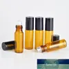 Groothandel 5 ml roll op draagbare amber glas navulbare parfumfles lege essentiële olietas met plastic dop