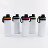 Sublimation Aluminum Blanks Water Bottles 600ML Heat Resistant Kettle Sports Cups White Cover Cup With Handle by sea T2I50476