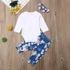 0-24M 3pcs Newborn Boys Clothes Black Sleeve Letter Baby Romper Floral Print Long Pants Girls Set Toddler Suit 210309