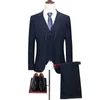 Business 3 Stuk Suit Set Bruidegom Bruiloft Blazer Coat Broek Vesten Slanke Werkkleding Heren High End Groot Maat Jas Broek Vest X0909