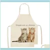 Textiles & Gardenkitchen Apron Cute Cat Printed Home Sleeveless Cotton Linen Aprons For Men Women Baking Aessories #61 Drop Delivery 2021 Vh