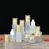 En gros 20 ML ~ 80 ML Emulsion Lotion Pompe Bouteille Or Mat 20/30 / 50G Crème Cosmétique Pot Givré Parfum Brouillard Vaporisateur 15 pcs