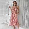 Polka Dot Urlaub Kleid Frauen Sommer Mode Böhmen Stil Verband Gürtel Halter Schlank Lose Lange Dressses Weibliche LR1273 210531