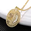 Pendant Necklaces Trendy Vintage Opal Sun Moon Necklace Silver Color Hollow Crescent Chain For Women Fashion Jewelry