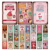 ピンクのCakedonutsicecream Tin sign Vintage Metal Poster Club Bar Restaurant Cafe Painting Wall Home Decor H18973657のための鉄のシート装飾