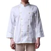 Chaquetas para hombre, chaqueta de Chef de cocina blanca de alta calidad, uniformes, ropa de cocinero de manga larga, servicios de comida, abrigos, ropa de trabajo