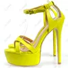 Olomm New Women Platform Sandals Ankle Strap Sexy Stiletto High Heels Open Toe Gorgeous Nude Pink Dress Shoes US Plus Size 5-20