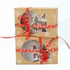 22/18cm Paper Gift Boxes Christmas Present Muffin Snacks Packaging Box Paper Xmas Snowman Santa Claus Box with Greeting Card 211108