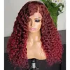 Perruques synthétiques couleur orange perruque avant en dentelle pour femmes 99J rouge cheveux longs bouclés partie centrale résistant à la chaleur Fiber7671447