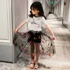 Fashion Summer Kids 2pcs Roupas femininas Conjuntos de roupas adolescentes 6 8 10 12 14 anos Roupas de escolas casuais Tops Tshirt Tutu Skirt Roupfits C5311707