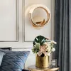 Nordic round luxury earrings small wall lamp bedroom bedside aisle LED study room decor wall lamps