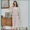 Womens Sleepwear Underwear Apparel Nightgown Women Cotton Lace Long Dress Romantic Summer Princess Sweet Style Drop Delivery 2021 Djpko