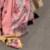 Cranberry Retro Shredded Flower Skirt Spring Korean Version of The Hundred with High Waist Long A-Line Girl 210529