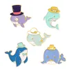 Cute Hat Whale Brooches Pin for Women Fashion Dress Coat Shirt Demin Metal Funny Brooch Pins Badges Promotion Gift Jewelry