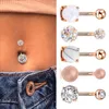 Zircon Belly Piercing Navel Button Ring Crystal Rose Gold Bar Dangling Ombligo Party Barbell for Woman Sexy Body Jewelry
