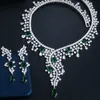 Cwwzirkons luxe groene kubieke zirkonia lange drop earring ketting party sieraden set voor bruiden bruiloft kostuum accessoires T446 H1022