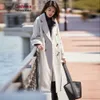 ウールウールコート女性秋と冬の古典的なダブルブレストロングウールコート暖かい厚いコート女性プラスサイズ210930