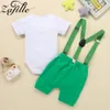 ZAFILLE 2021 Sommerkleidung Set mit Fliege + Overalls Neugeborenes Baby Outfits Kostüm für Babys 210309