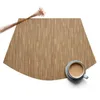 Mats Pads Yuvarlak Masa Fan şeklindeki PVC Mat Teslinsi Bambu Desen Dokuma Yalıtım Padi El EL