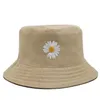 Chapeau à bord avare unisexe, casquette de pêche en plein air Harajuku pour femmes et hommes, chapeaux de protection solaire en coton avec broderie marguerite