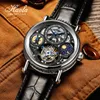 Designer Watch Mechanical Luxury Tourbillon armbandsur, HAOFA Watch For Men Roating GMT Day and Night Sapphire Waterproof Luminous