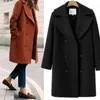 Kvinnors ullblandningar LANMOX 2021 Höst Vinter Cashmere Trench Coat Mode Kvinnor Lösa Kvinnor Ytterkläder Overcoat Brand European Jacket1