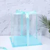 Embrulhado de presente 2pcs caixa vazia transparente para festa de aniversário bolo transparente de pvc fita